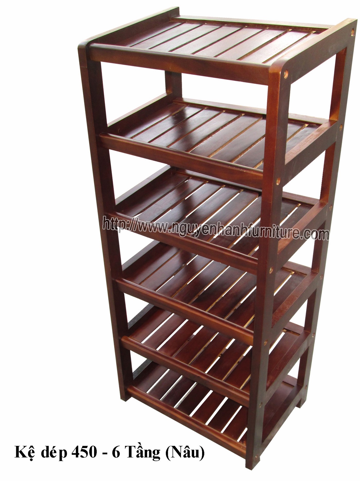 Name product: Shoeshelf 6 Floors 45 with sparse blades (Brown) - Dimensions: 45 x 30 x 98 (H) - Description: Wood natural rubber